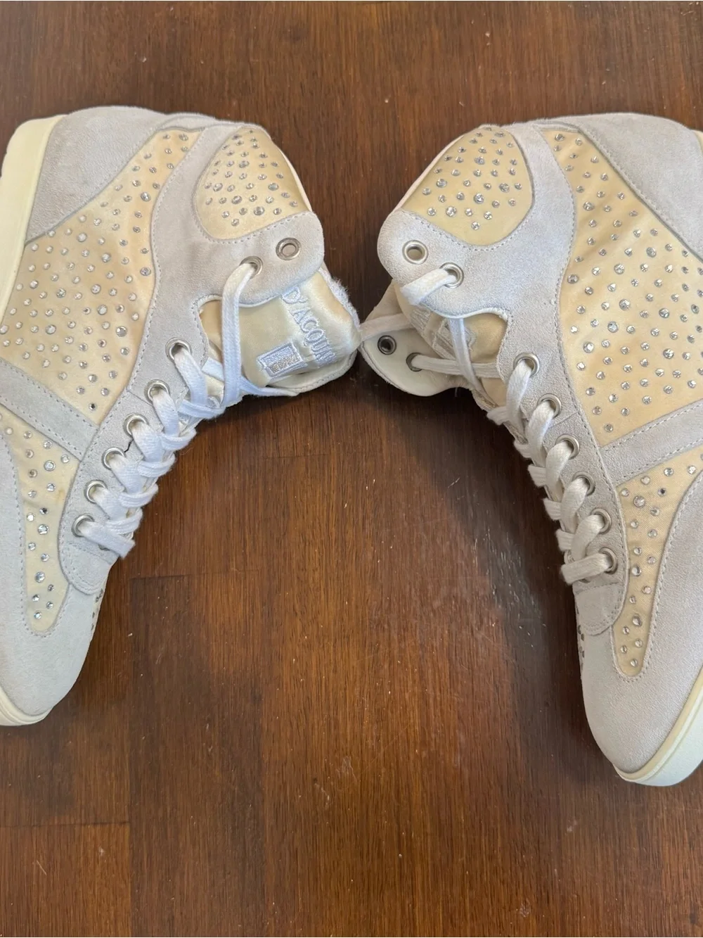 D'ACQUASPARTA Shoes Women  38 EU 7.5 US High Top Sneakers Suede Crystals Italy